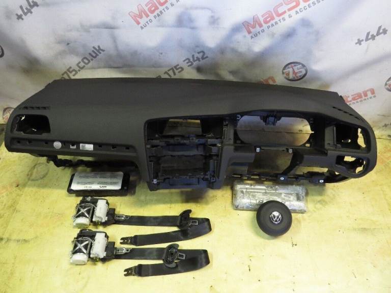 VW GOLF 7.5 GTD GTI R AIR BAG KIT BLACK DASHBOARD FRONT SEAT BELTS 2013-17