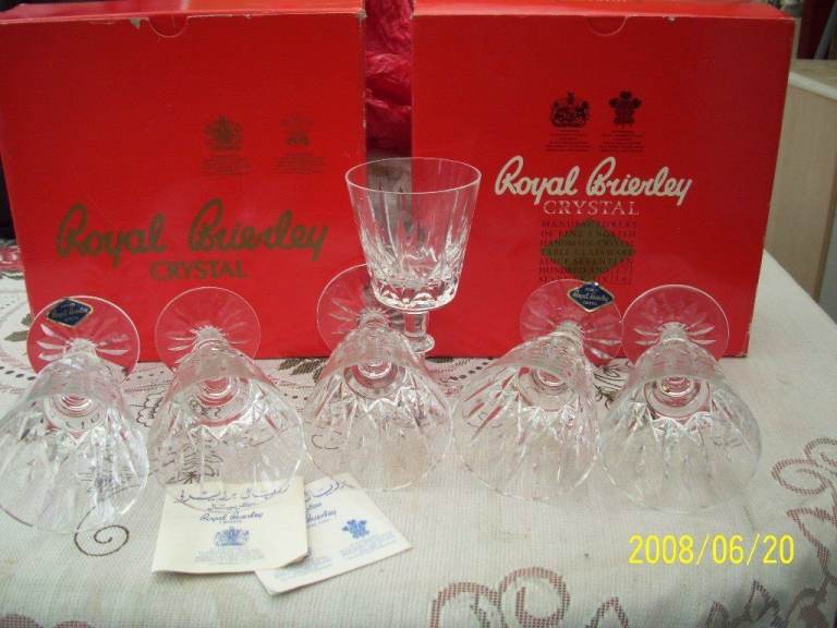 Royal Brierley crystal wine glasses new  unused £9 per glass x 6,retail £50 each!!