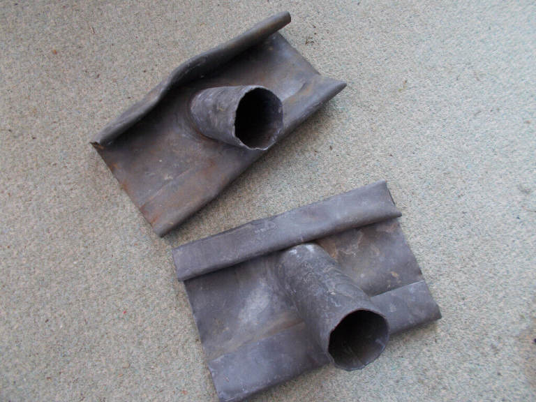 Lead slates for a 2 inch vent pipe