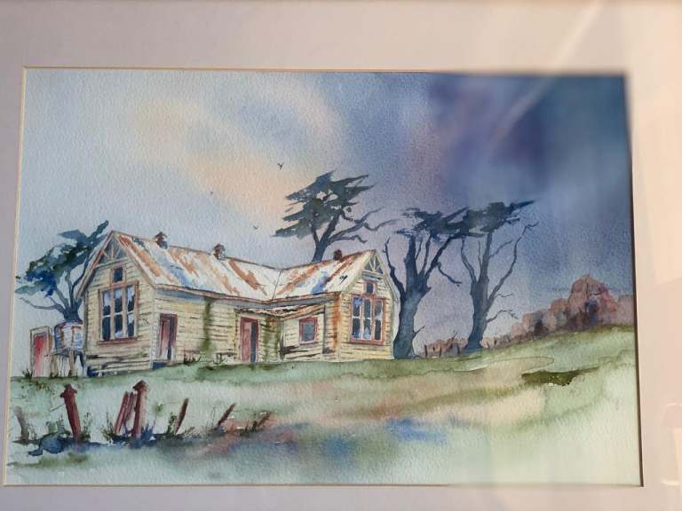 FRAMED CHATTEL HOUSE WATERCOLOUR PAINTING