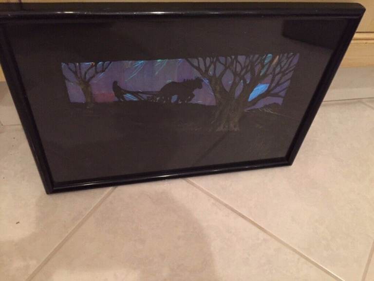 SPAJ : butterfly wings watercolour picture, signed SPAJ from Harrods