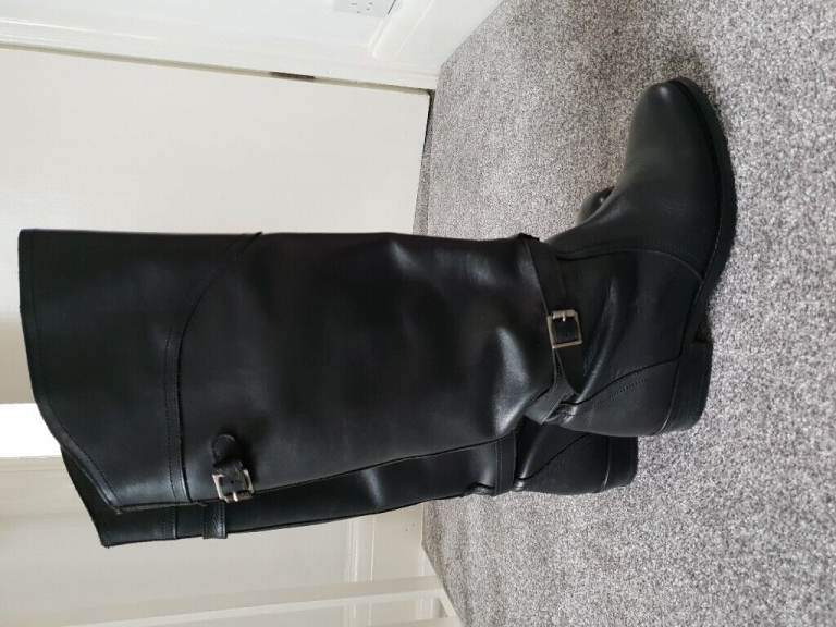 Kurt Geiger Wendy Black Leather Long Length Womens Boots