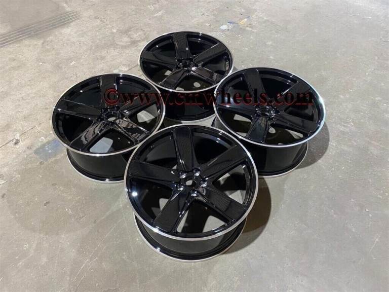 21″ Inch Porsche Macan 2 Style Wheels Gloss black polished lip 5x112 66.6