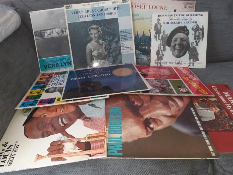 Old vinyl records of well known artists 