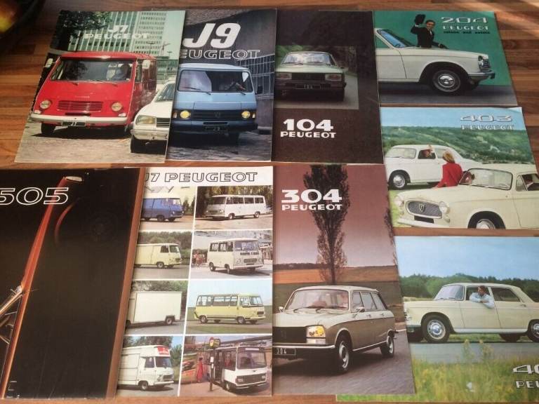 Peugeot 104/ 204 /403/ 304/ 505/ J7/J9 classic sales brochure collection.