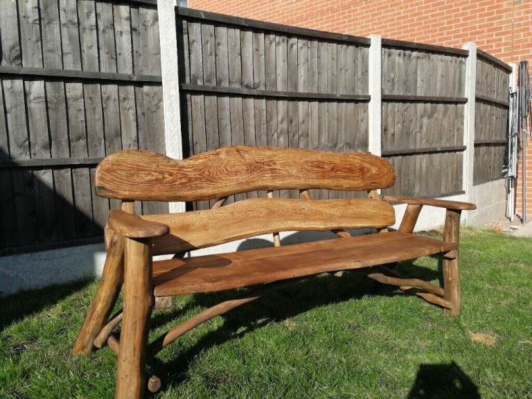 Solid, heavy, Handmade Wooden Garden Furniture Oak Elm - Bench