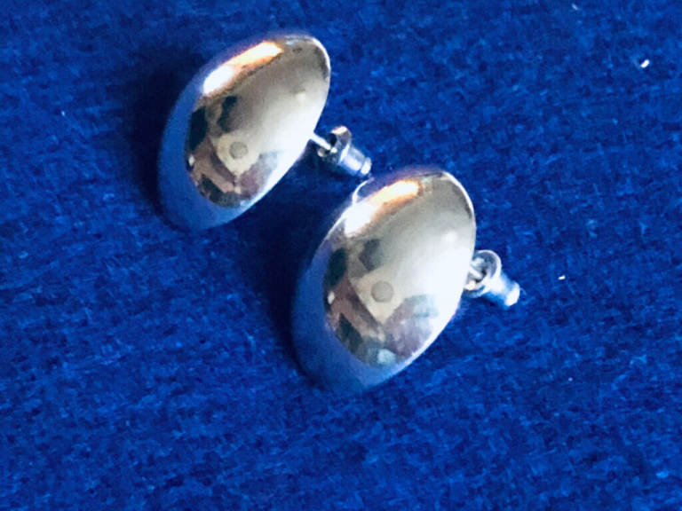 NEW HALLMARKED LARGE, DOMED SILVER EARRINGS