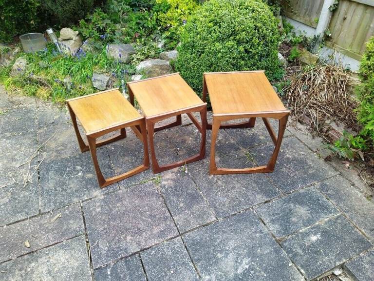 G plan Vintage Retro teak quadrille nest of tables