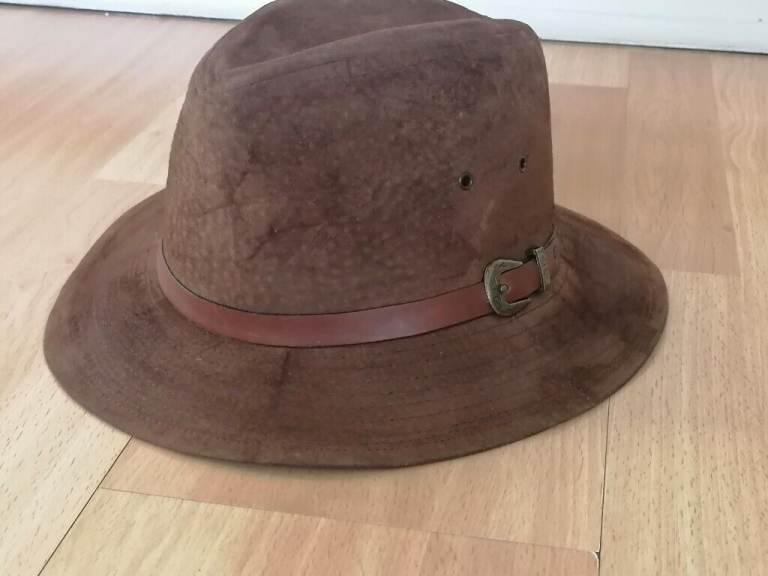 Rare Vintage SCHUMAN SULLIVAN USA Fedora Leather Suede Hat. Ex Cond. Size : Medium 