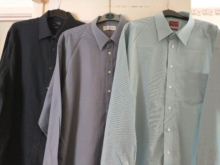 SHIRTS (3) XL/XXL - Collar size 17.5/18 inches. Long-sleeved. Good condition.