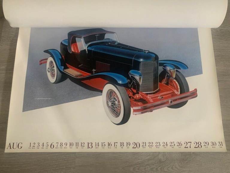Vintage 1980s Car Calendar Prints for Framing (classic & concept cars) FORDTHORNE - 52cm x 38cm