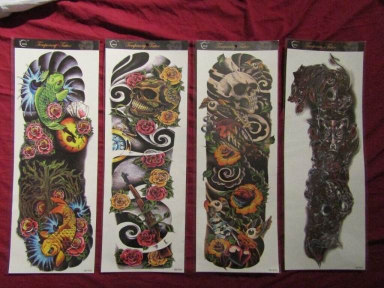 6 packs of 4x Temporary Tattoos     24 Tattoos in total  Full Arm sleeve Men Women Transfer Art