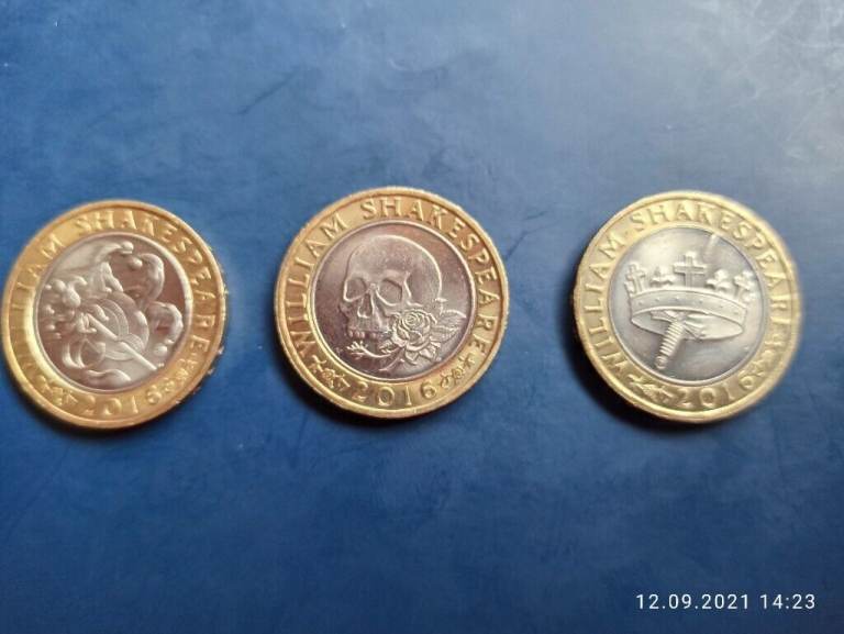2016 Full Set Of Shakespeare 2 Pound Coins, circulated