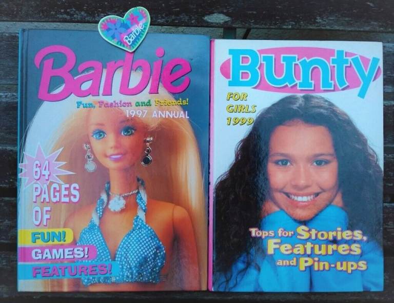 Vintage (1990's) Girls' Annuals 'Bunty' and 'Barbie', vgc. Bargain for collector