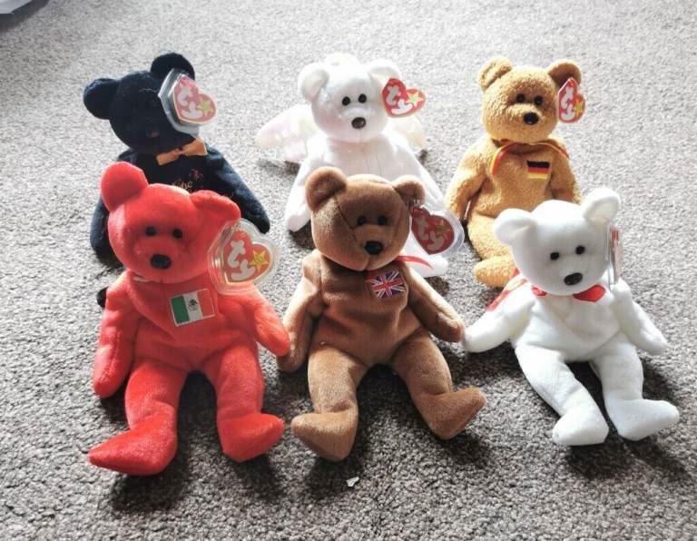 TY Beanie Bears,  Collectables.  6 Bears. In perfect condition with Tags