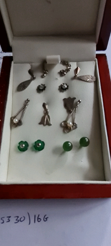 7 pairs silver earrings for pierced ears