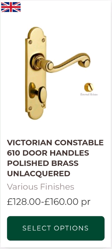 Brass Art Victorian Constable Door Handles