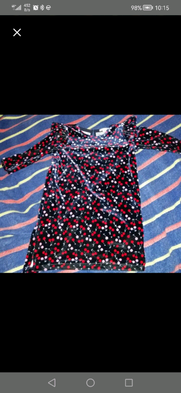 Crewcuts Cherry Print Velour Ruffle Dress, size 6