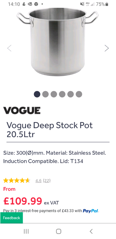 Vogue deep stockpot (catering)