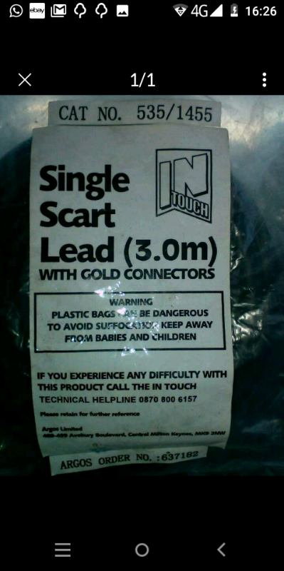 Gold connectors scart lead