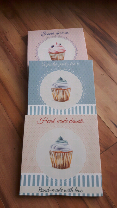 3 X CUPCAKES CANVASES IN EXCELLENT CONDITION 
