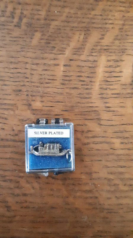 Silver plated canal boat charm 