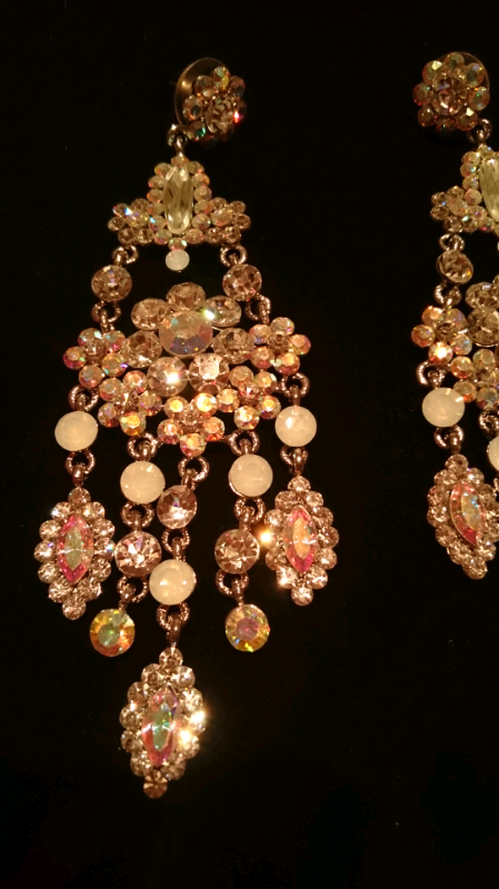Vintage Large Crystal Mickey Earrings 