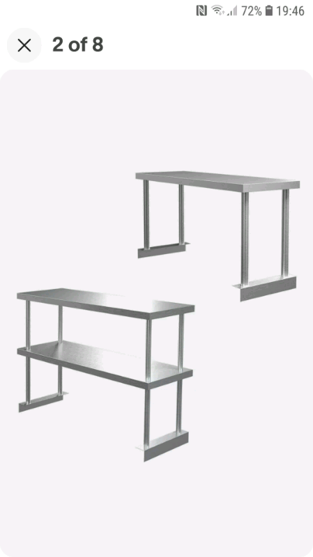 Stainless steel over table shelf 2tiers brand new 5ft