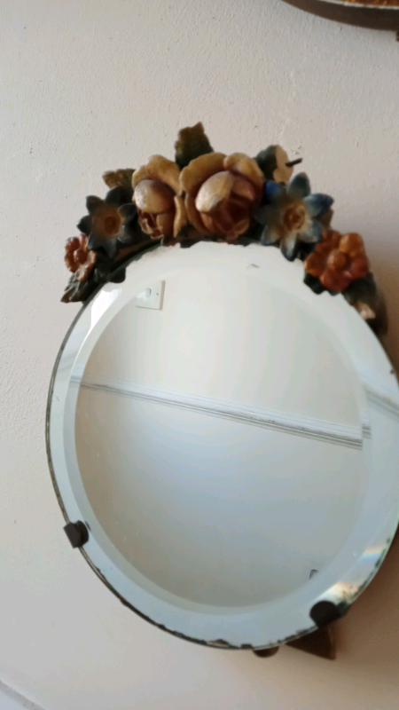 Art Deco Small Barbola Mirrors x 2