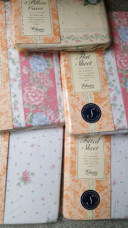 Pair of Full Set Single Bed Sheets NEW 100% Cotton BHS