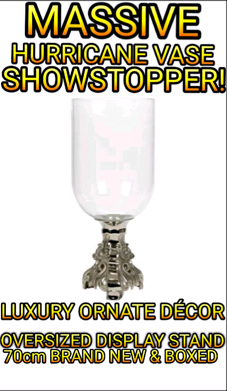 Huge 70cm Tall Standing Ornate Stand Hurricane Display Vase New