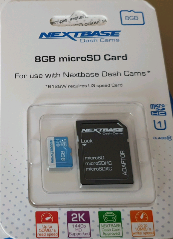 NEXTBASE 8GB SD CARD FOR DASHCAM DASH CAM 
