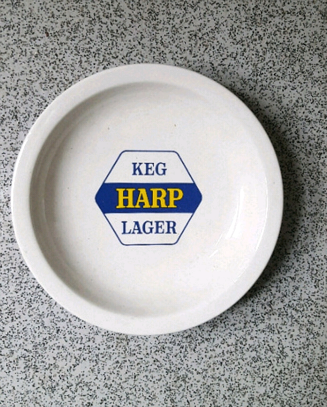 VINTAGE PUB MEMORABILIA Ashtray Multi Purpose Plate KEG HARP LAGER 