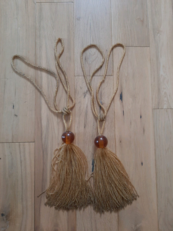 Gold Bead and Amber curtain tie backs