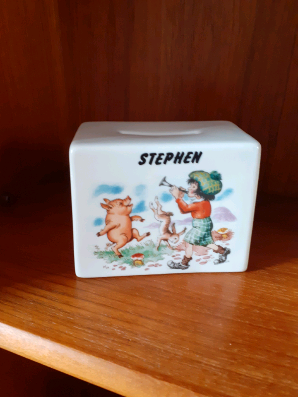 Vintage Stephen money box. Double sided. Original stopper.