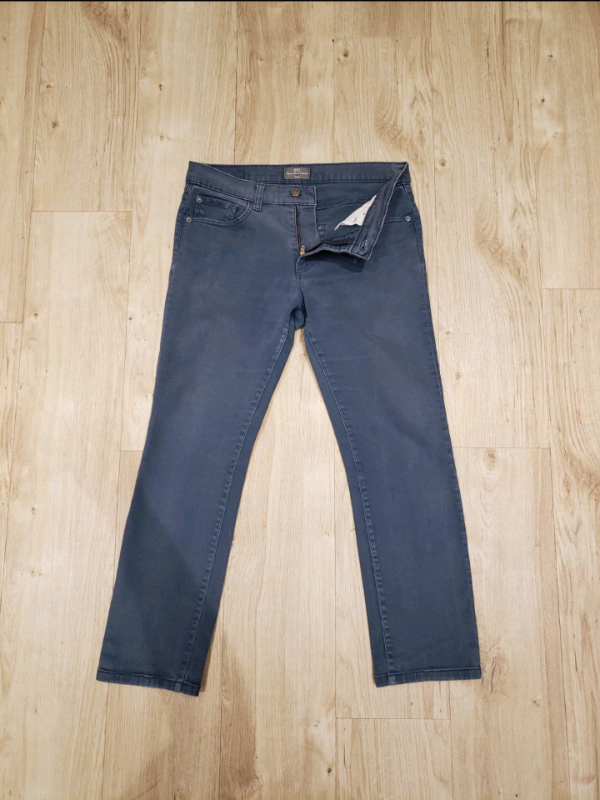 Net Denim Blue Slim fit zipped button Jeans trousers