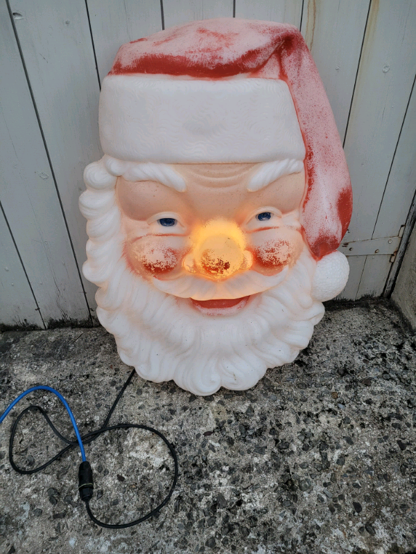 Rare Vintage Traditional Jolly Santa Face commercial outdoor light 