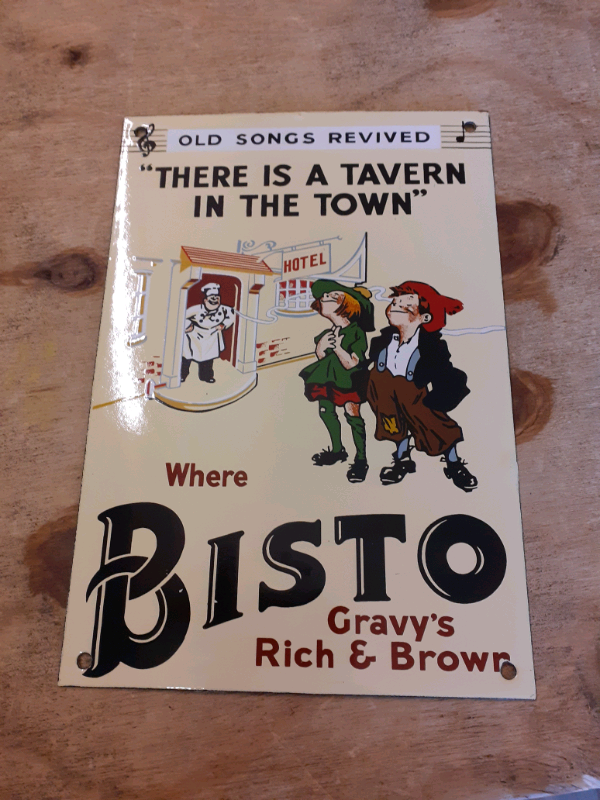 1970s/1980s Garnier porcelain enamel advertising sign. Bisto gravy