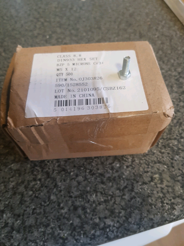 M5 x12 stainless hex bolts. Box of 500. New. £30 can deliver 