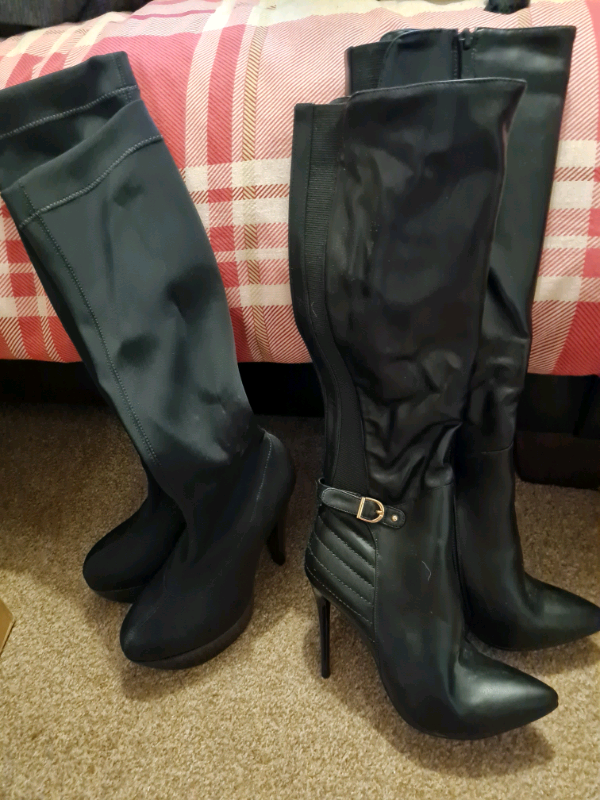 2 PAIRS OF KNEE HIGH BOOTS
