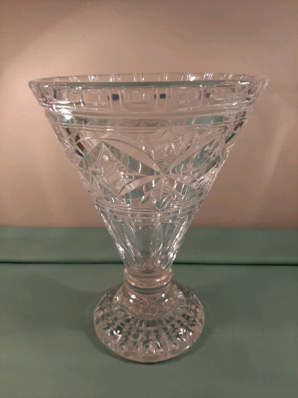 Large Heavy Cut Glass Vase
