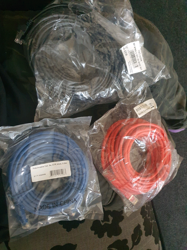 10m £5, 5m £5 or 20m £10 ETHERNET CABLE RJ45 NETWORK FAST INTERNET LEA