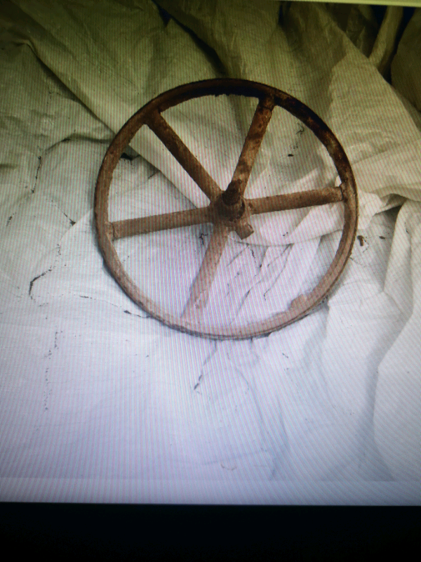 VINTAGE CAST IRON BARROW WHEEL