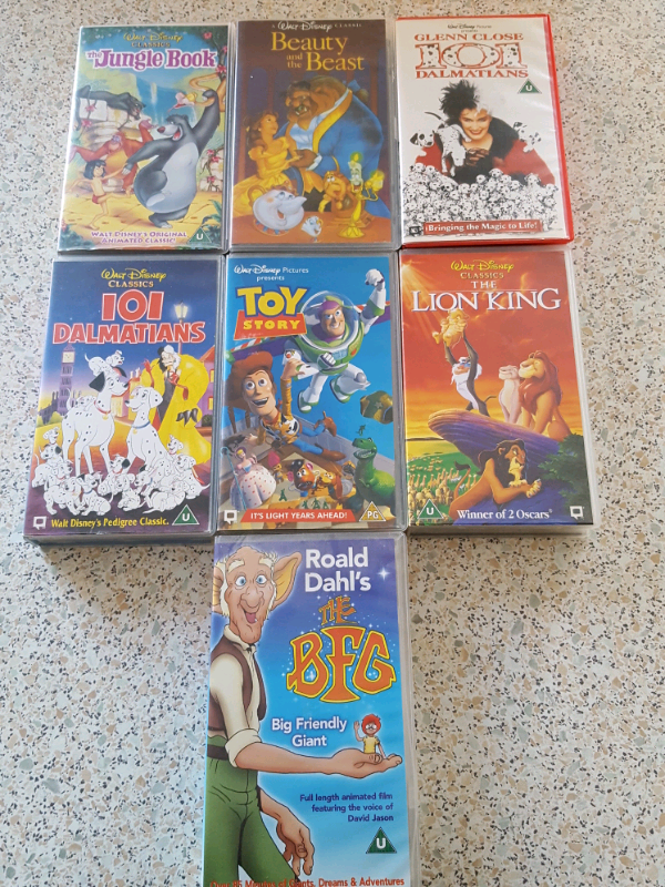 Selection of 7 children's classic movies on VHS video.