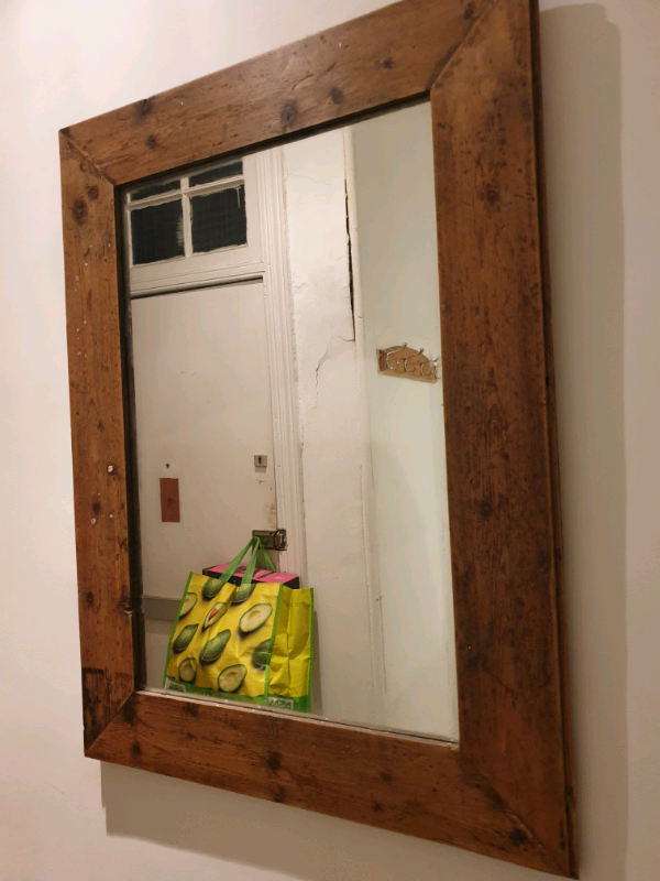 Mirror made from reclaimed 100 year floor boards