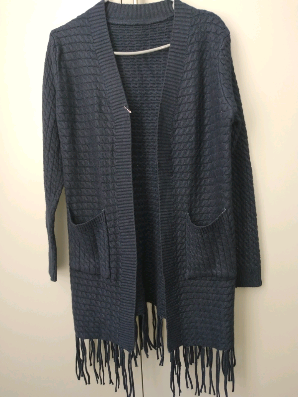 Women's navy blue open front cardigan 