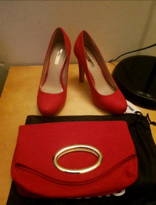 Miss KG hot pink heels size 7+ matching handbag- new