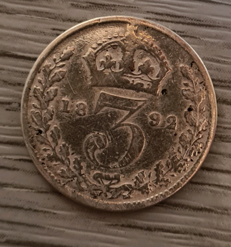 1892 Silver Threepence Coin - Victoria - Jubilee Head