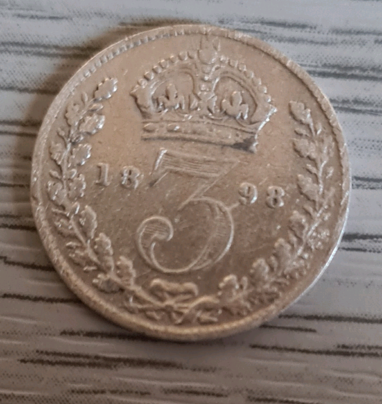 1898 Silver Threepence Coin - Victoria - Veiled Head
