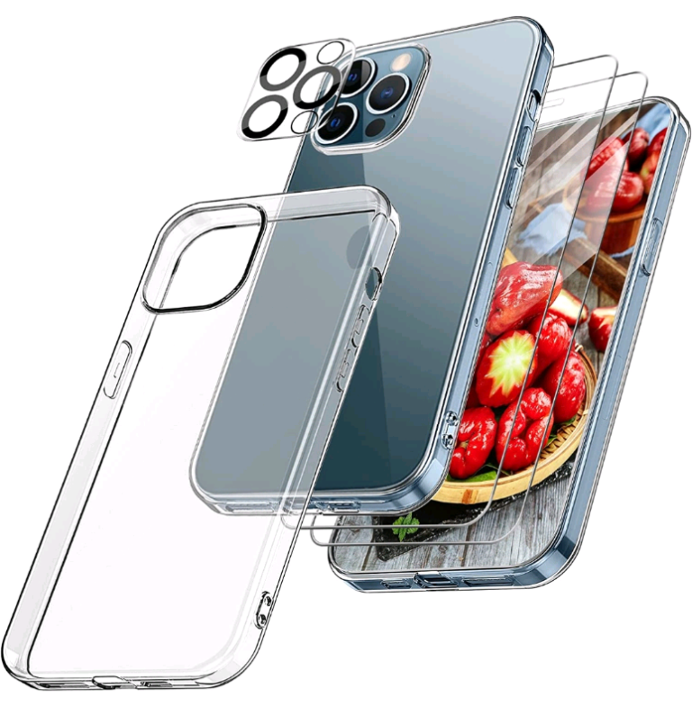 iPhone 12 Pro Case with 2 Pack Screen Protector + 1 Pack Camera Lens P